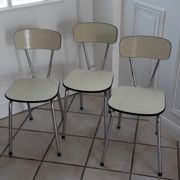 Lot de 3 chaises jaunes pâles en Formica années 70