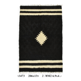 4x7 Cream & Black Angora Kilim Rug, 135x206Cm