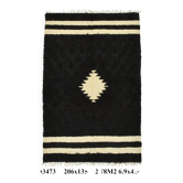 4x7 Cream & Black Angora Kilim Rug, 135x206Cm