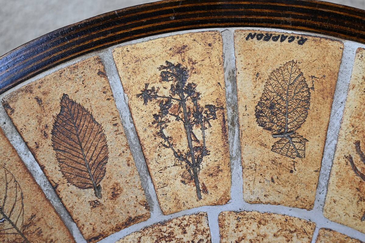 Small Salon Table in Ceramic by Vallauris, signed R.Capron, Collection Les Herbiers - 1960