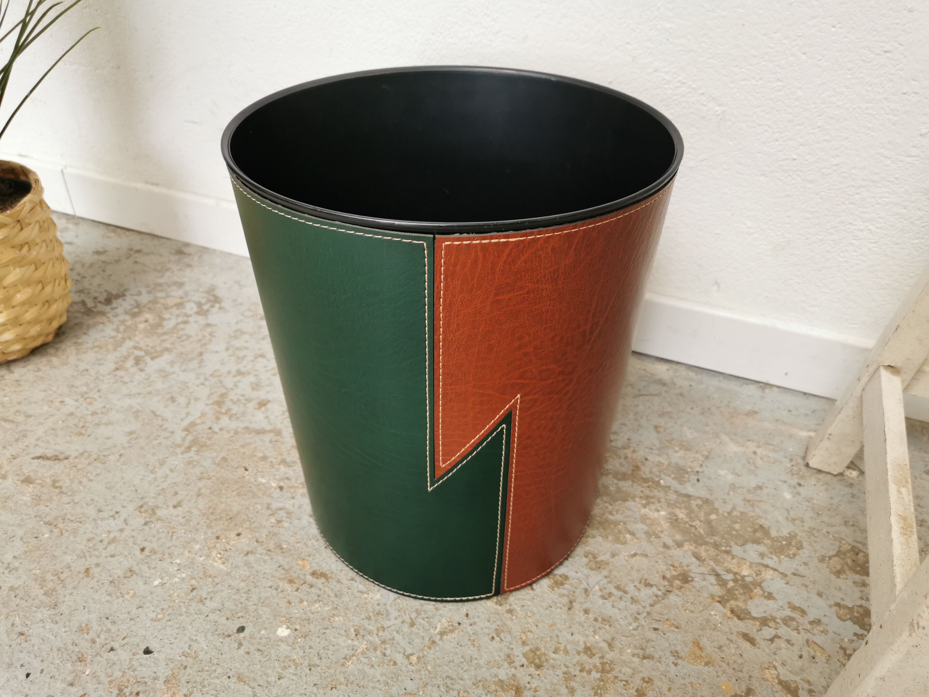 Vintage leather paper basket Denmark