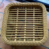 Square pouf or footstool in rattan
