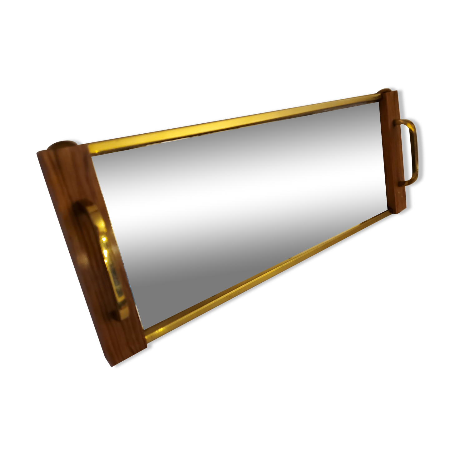 Mirror top 50's wood and brass