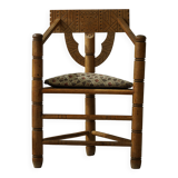 Carved monk's chair in solid oak, Wabi Sabi, Swedish, early 20th century.