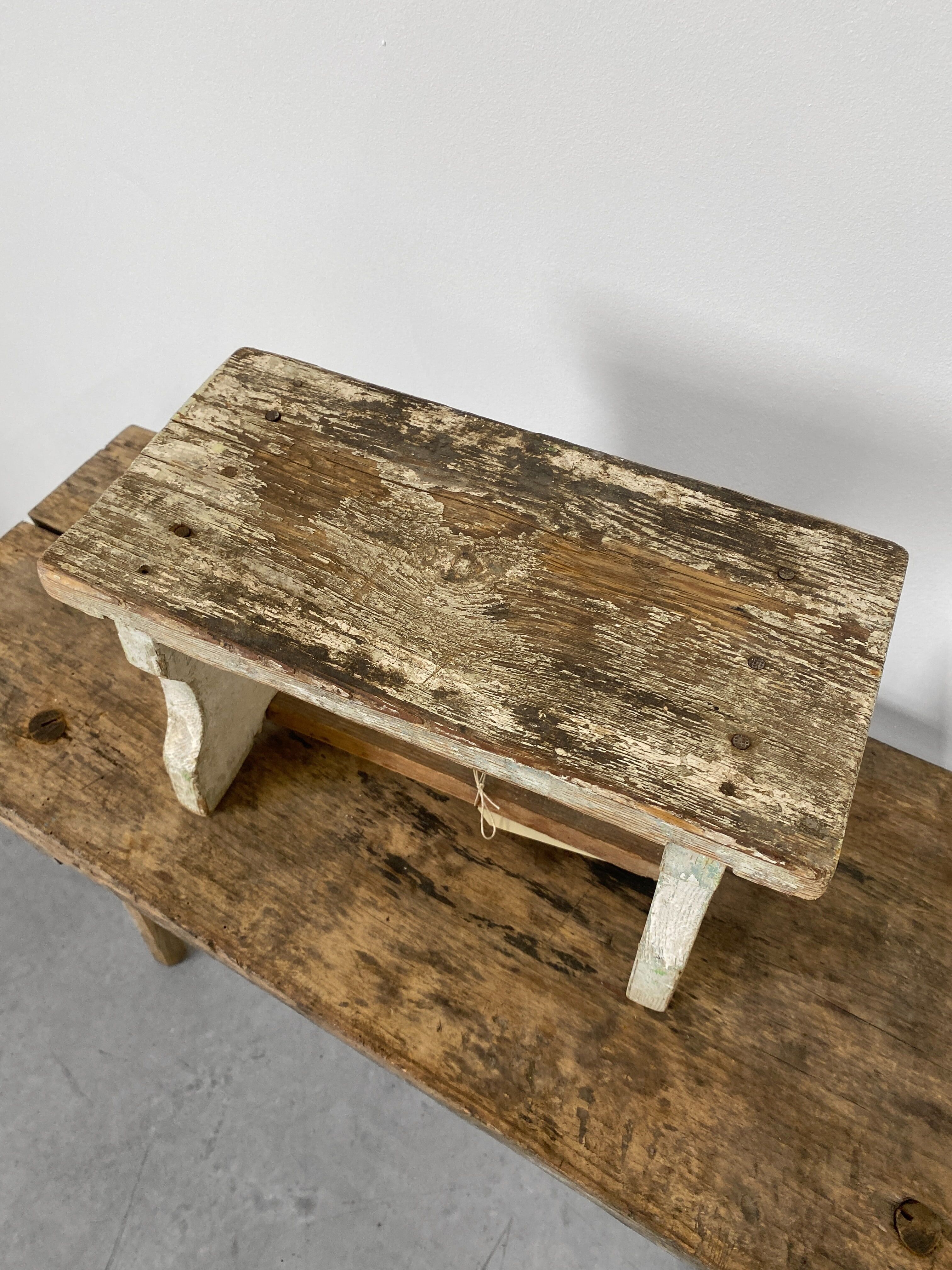 Small stool or Hungarian bench in pastel blue.