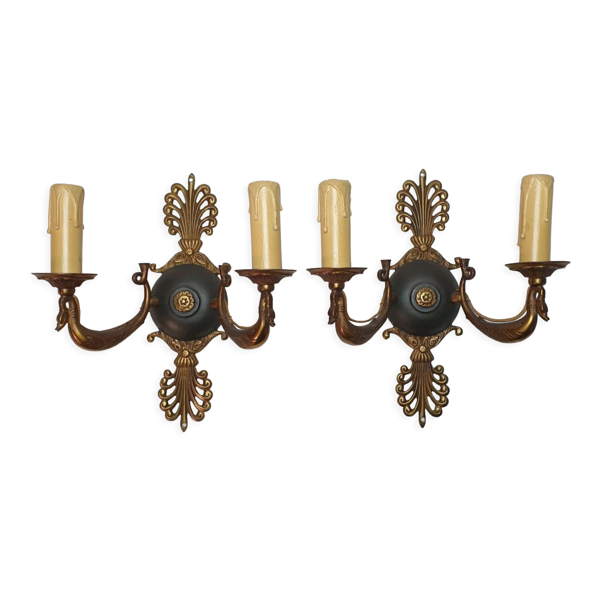 Pair of Empire style bronze sconces