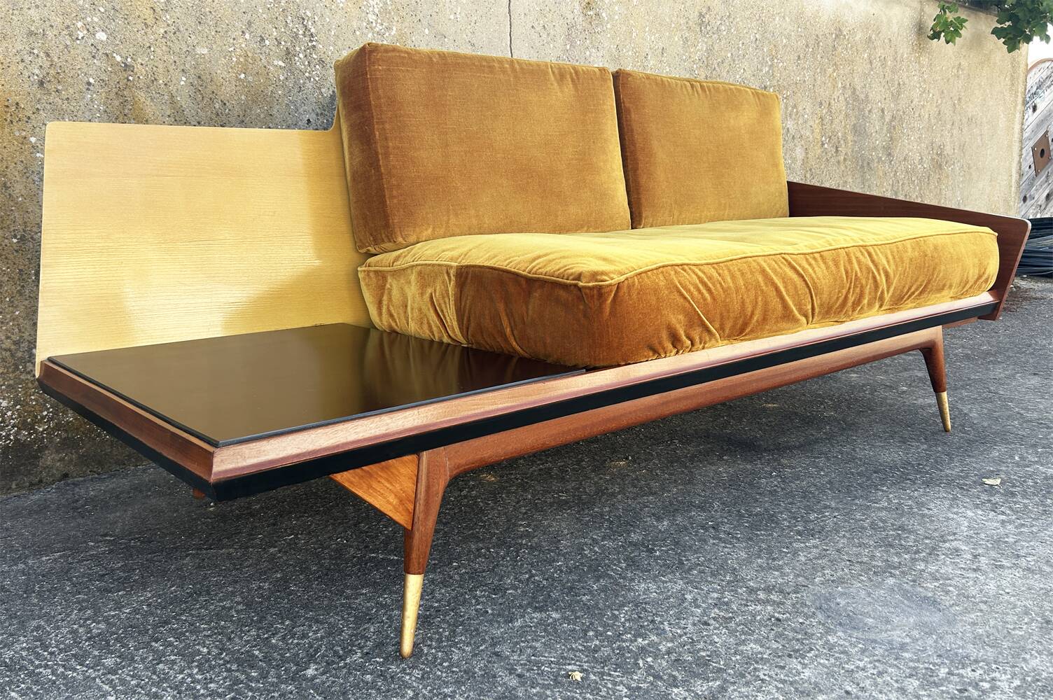 Daybed or two-seater sofa, shelf designed by Maison Sergalot, Paris, 1957