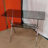 Table/service chrome steel and smoked glass from the 70s