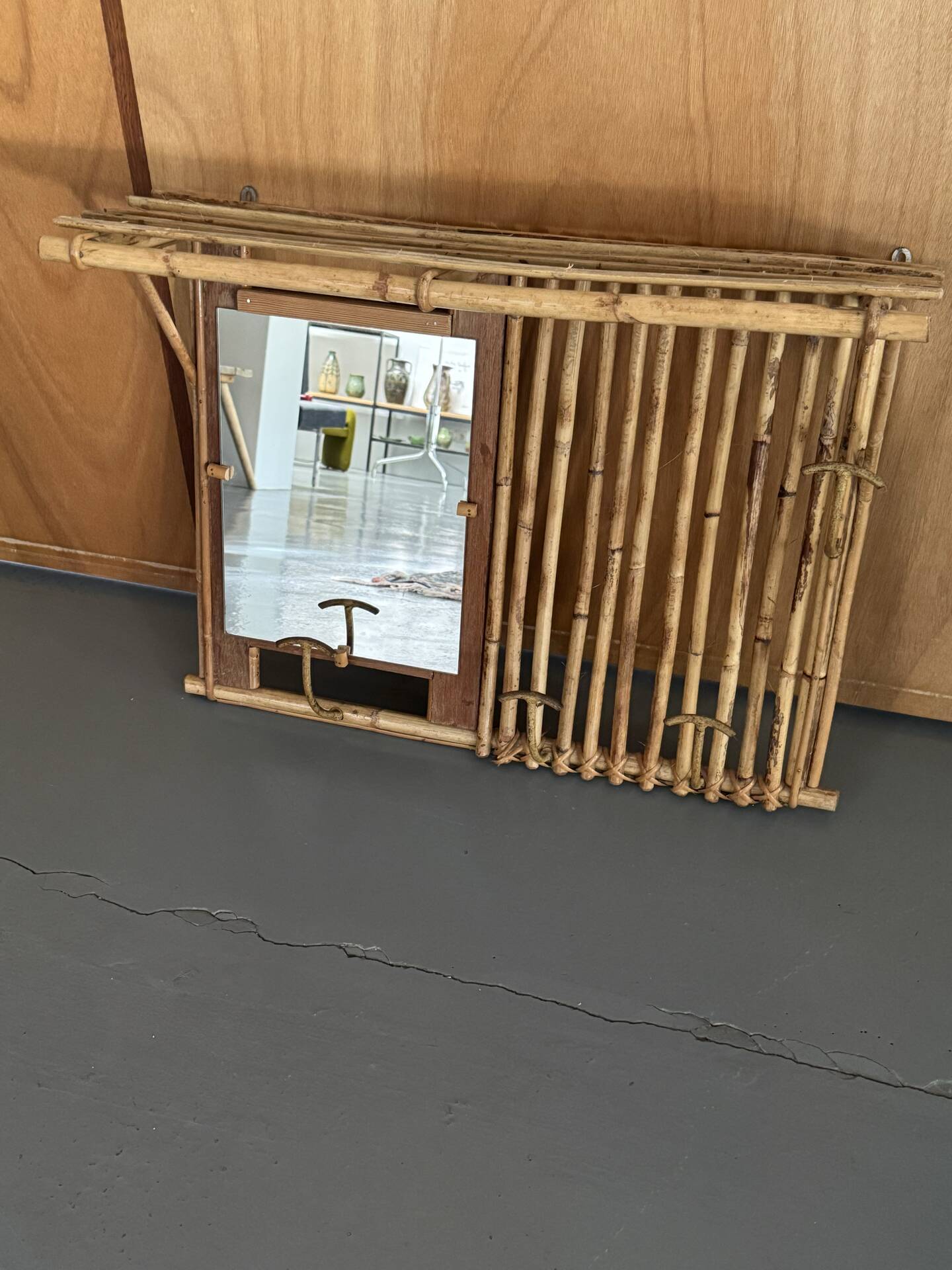 Wall-mounted bamboo coat rack