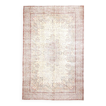 Tapis antique turc en laine rose fait à la main