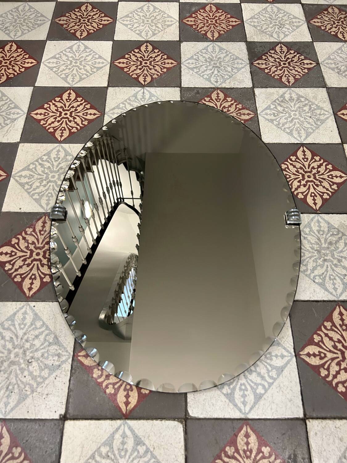 Vintage beveled smoked mirror