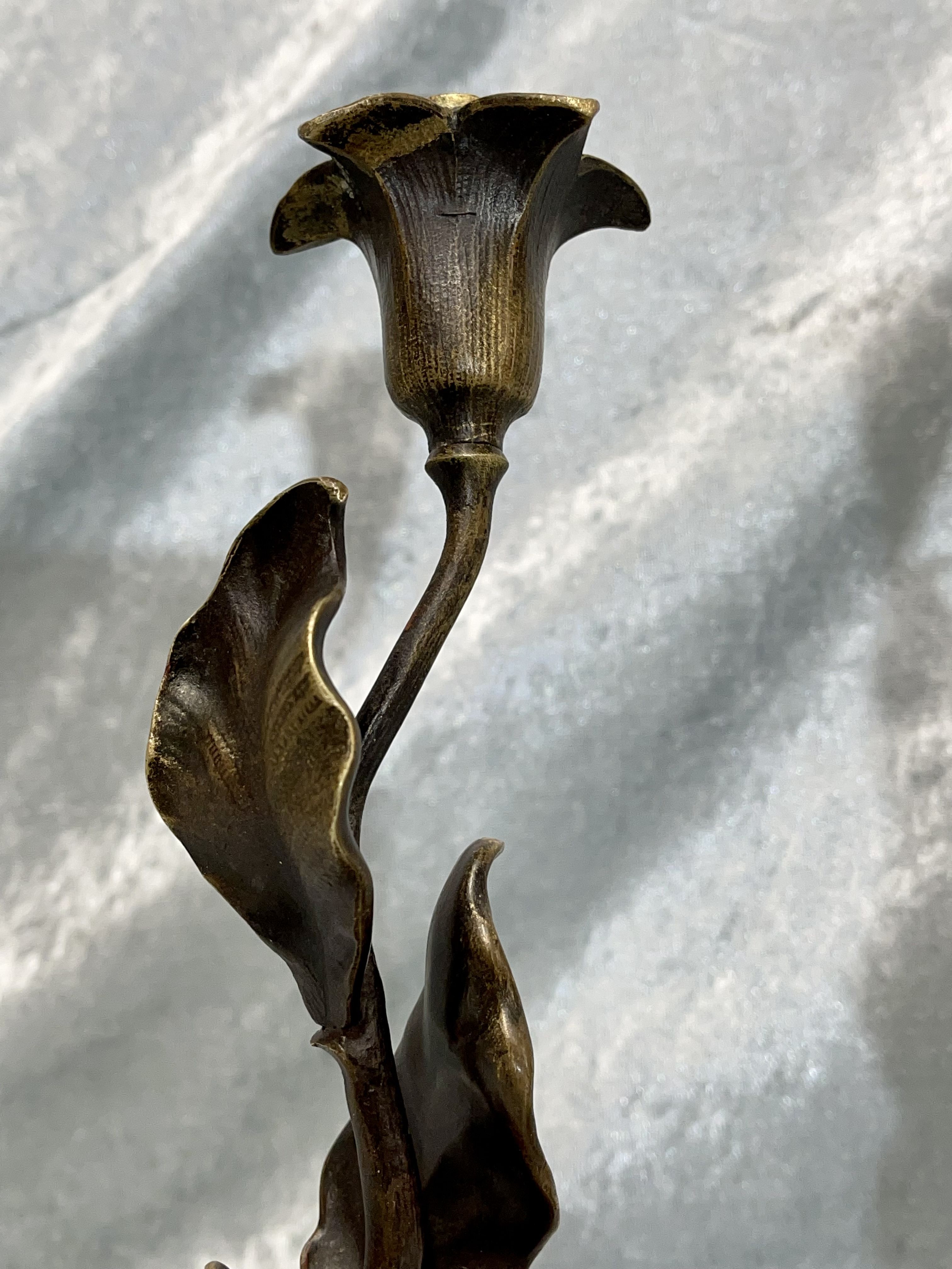 Pair of bronze candle holders from the art nouveau period 1900