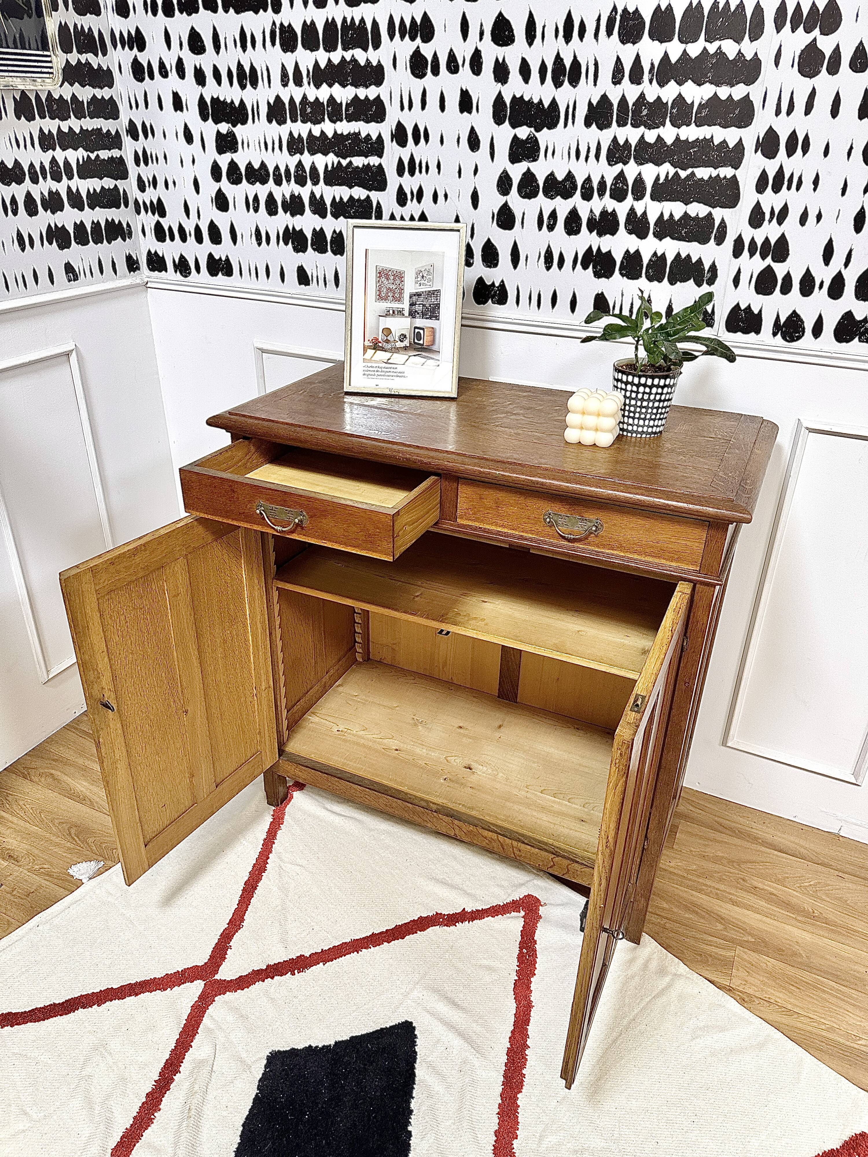 Vintage Parisian oak sideboard