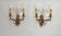 Pair of French Baroque Double Bronze Crystal Wall Lights Glass Bead Swags