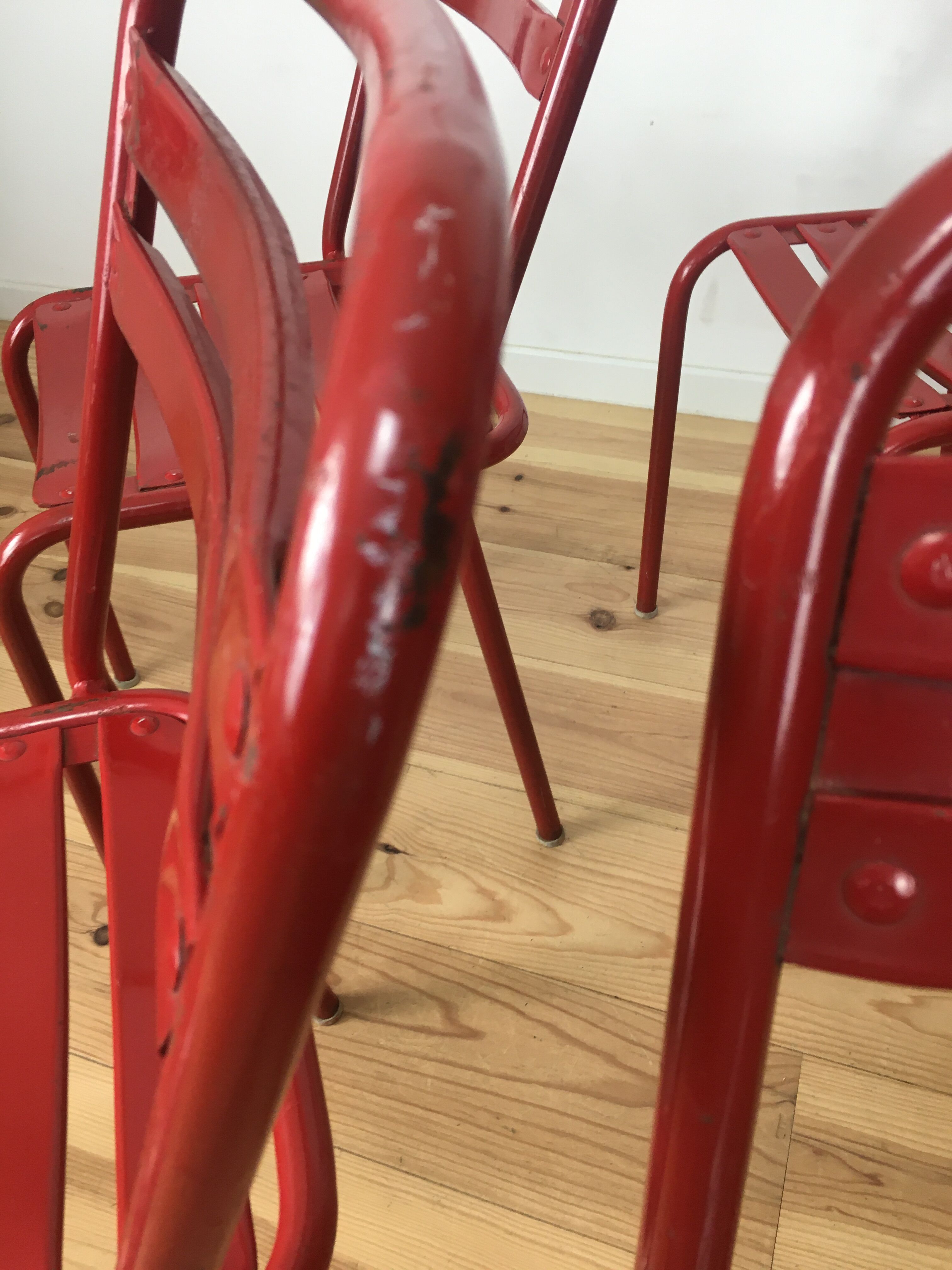 Set of 4 chairs bistro Tolix T2 industrial steel