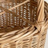 Basket with vintage rattan bottles