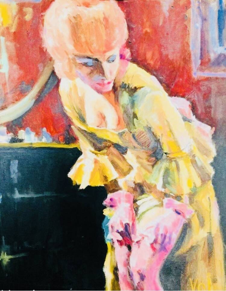 Tableau "Woman of Joy" oil on canvas signed Valentin SKRIBINS