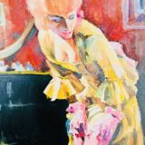 Tableau "Woman of Joy" oil on canvas signed Valentin SKRIBINS