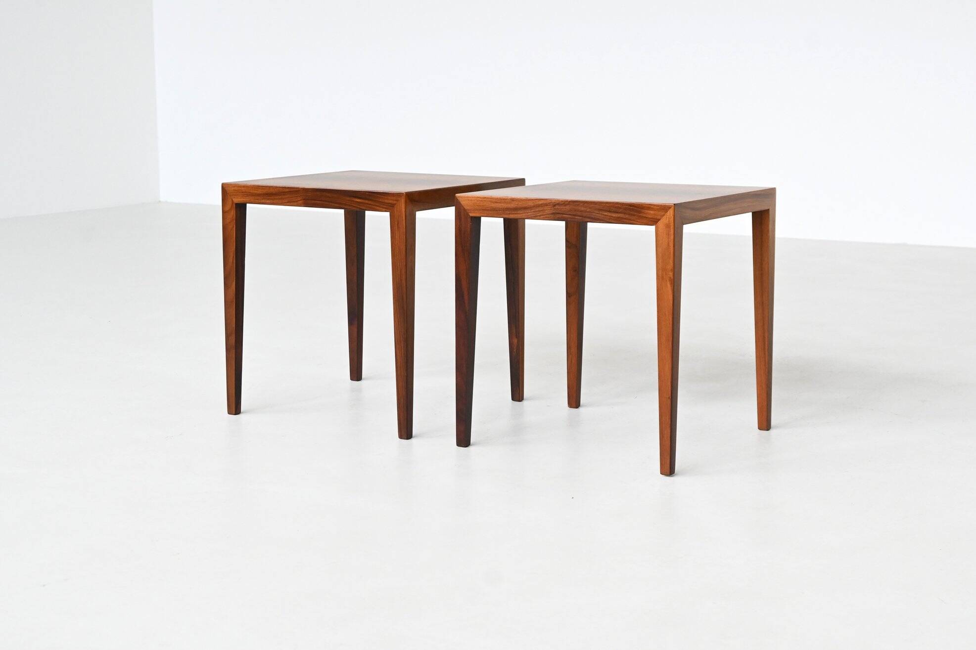 Severin Hansen pair of side tables in rosewood Haslev Denmark 1960