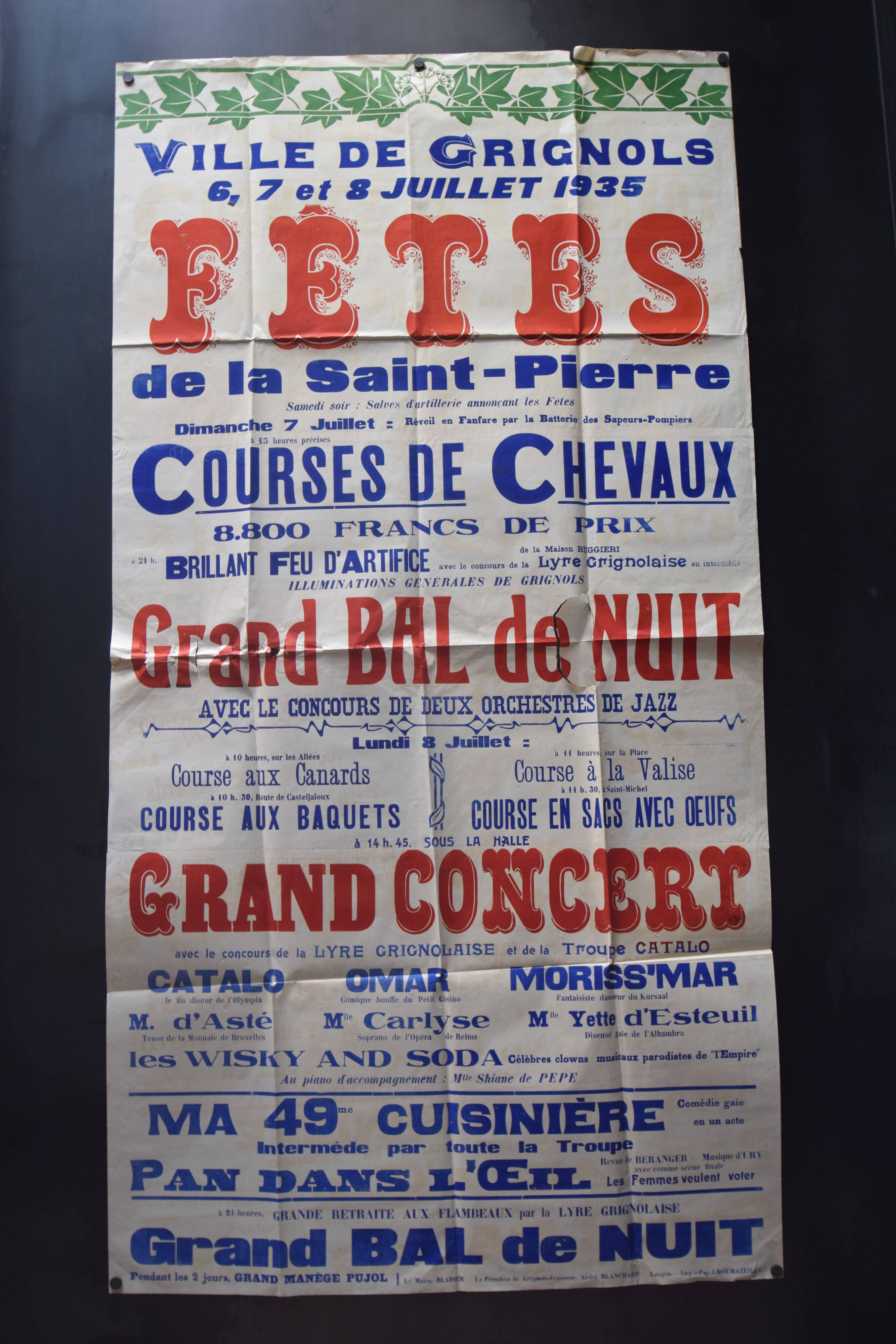 Poster "Feasts of St. Peter" - City of Grignols - 1935