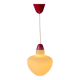 Mid-Century opaline glass suspension with a red upper part and ceiling cover.