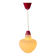 Mid-Century opaline glass suspension with a red upper part and ceiling cover.
