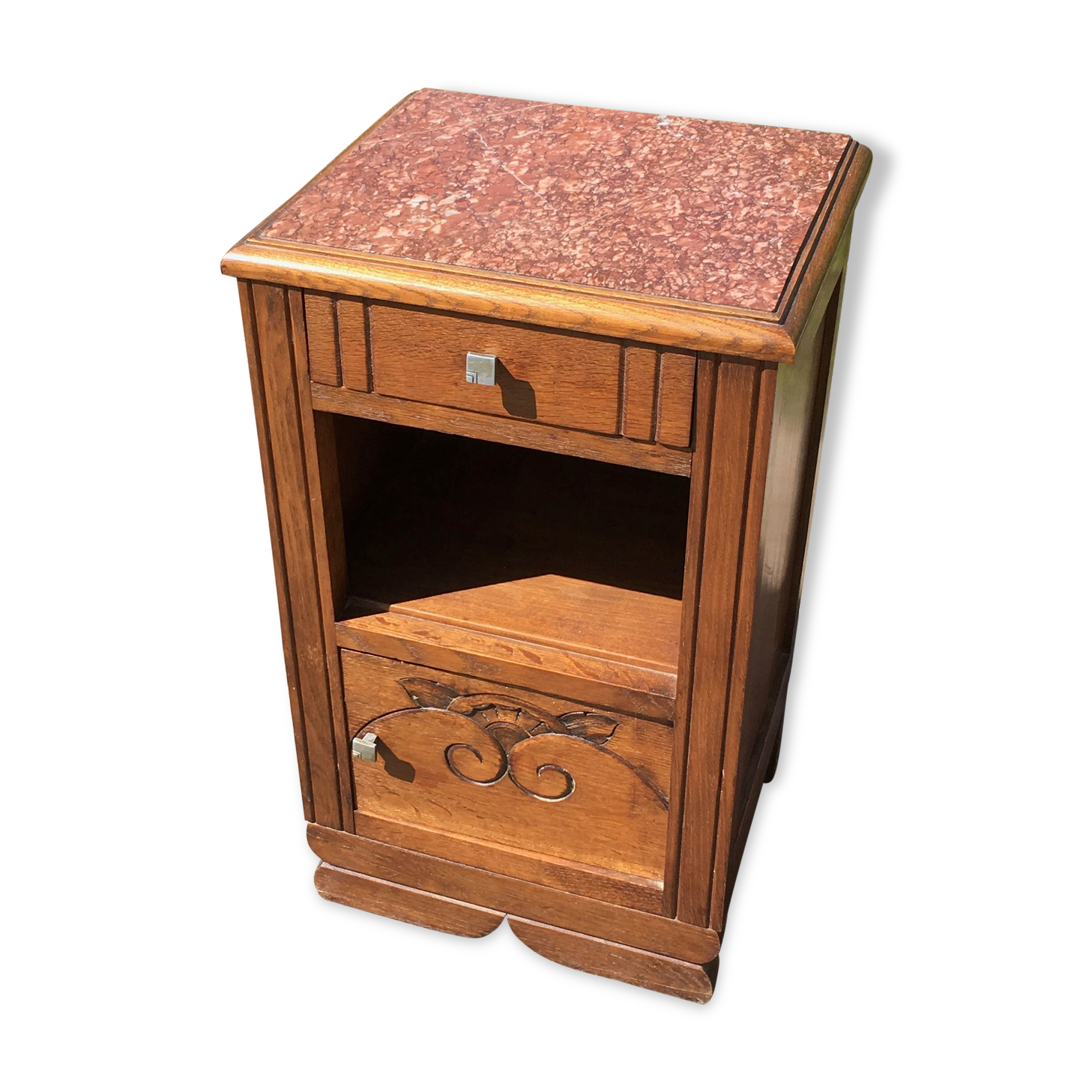 Table de chevet art nouveau marbre rose