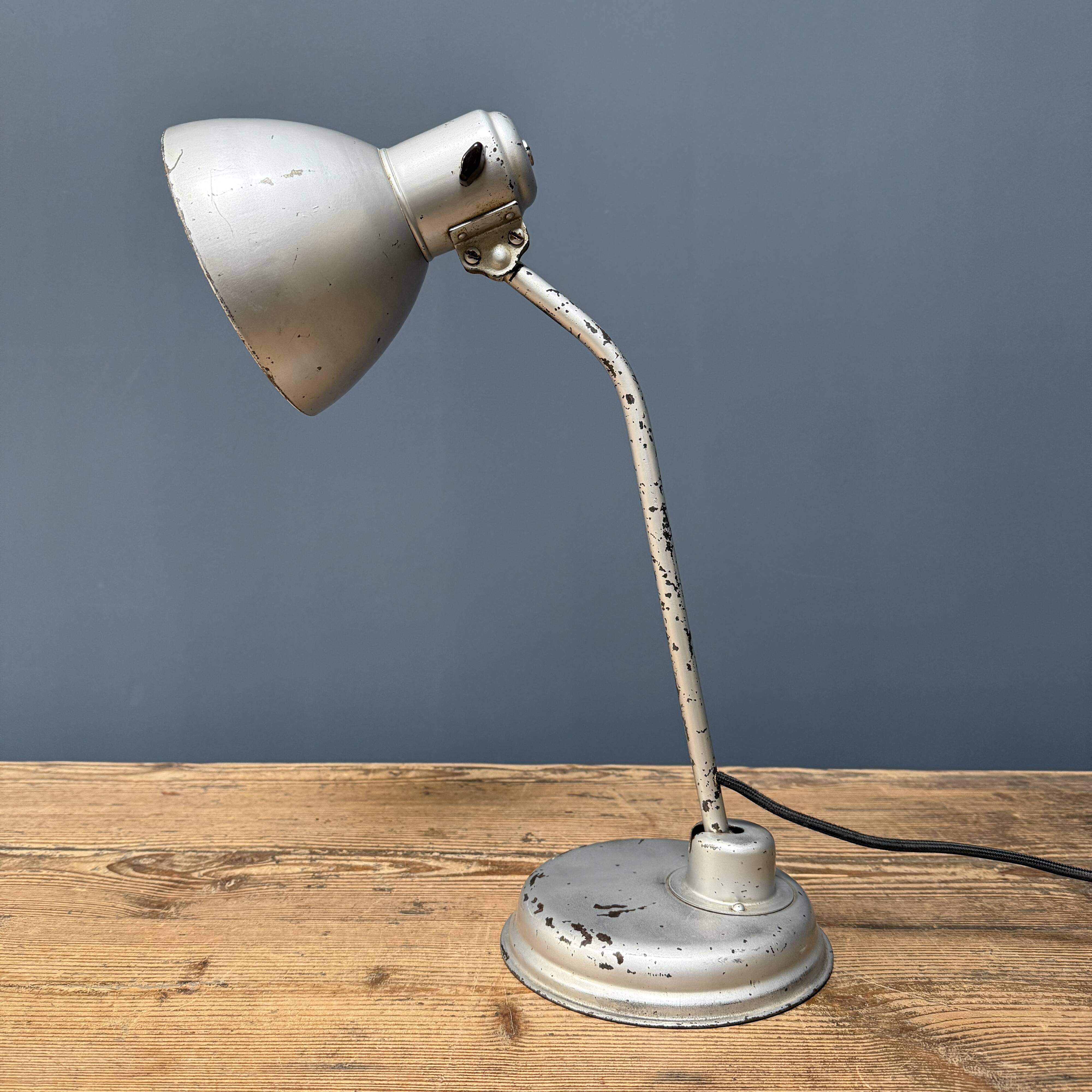 Silver-grey Bauhaus desk lamp