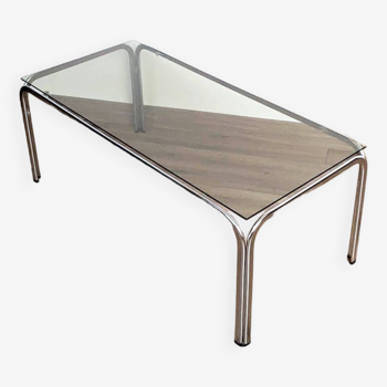 Vintage chrome and smoked glass coffee table