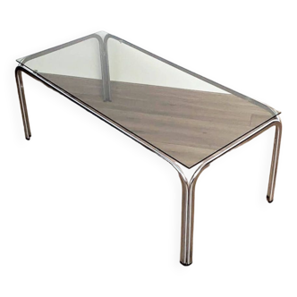 Vintage chrome and smoked glass coffee table