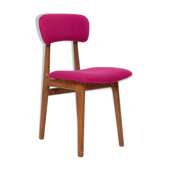 Chaise fuchsia en laine, bois de hêtre, Rajmund Halas, Europe, 1960s — Beyit