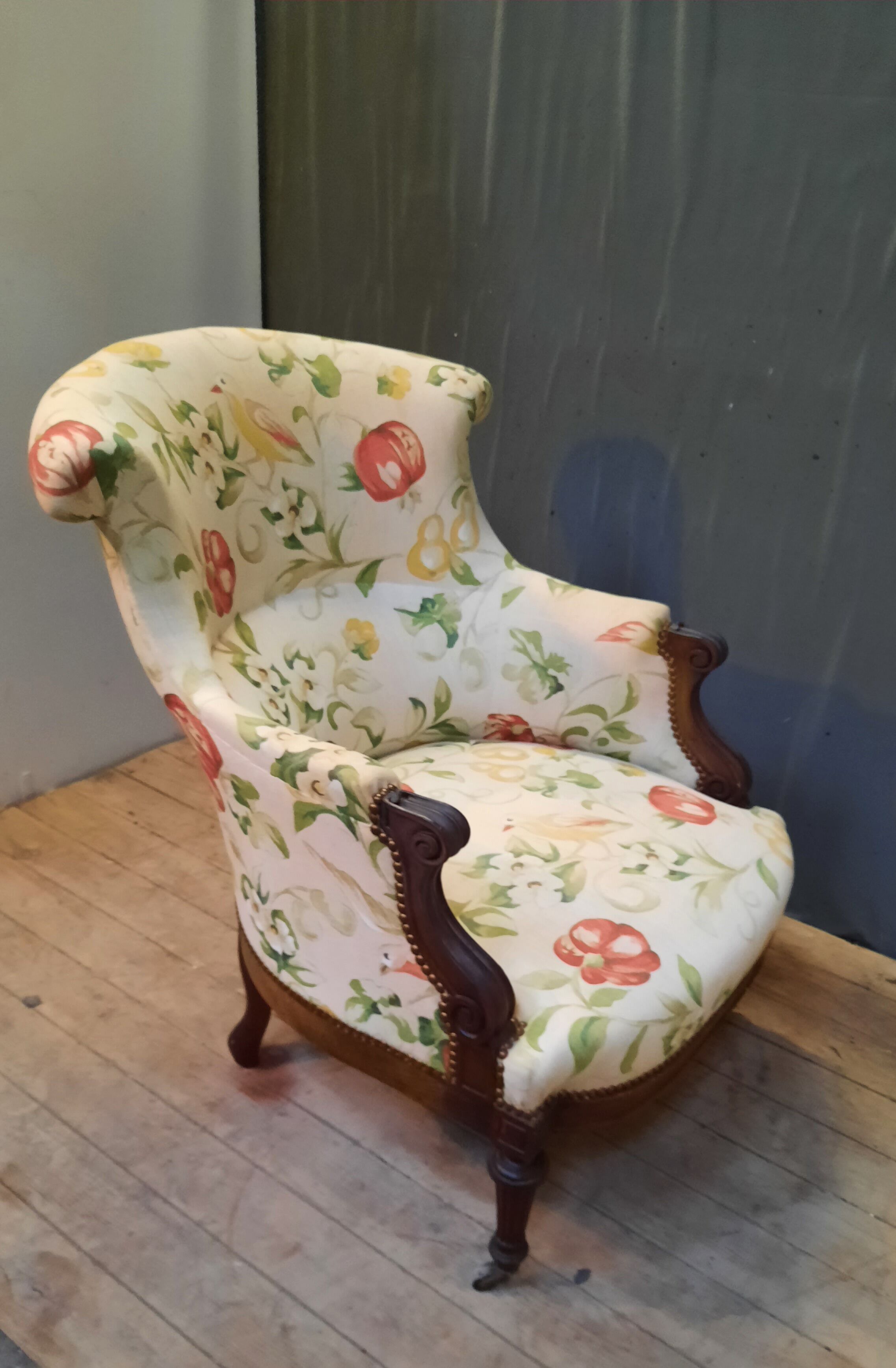 Pair of Louis XVI style toad armchair