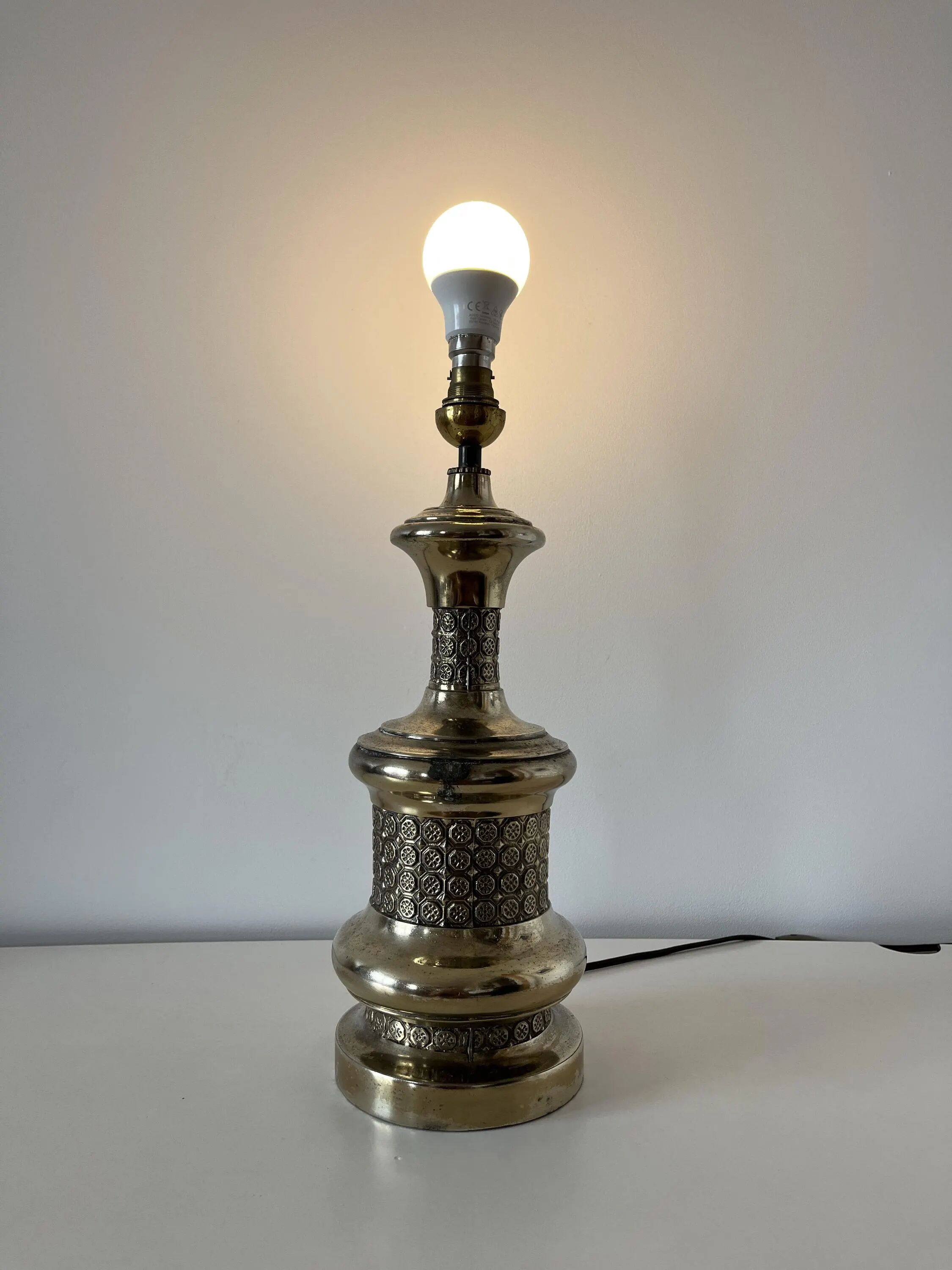 Gold-plated metal lamp base, 1950s