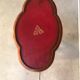 Wooden pedestal table red leather top