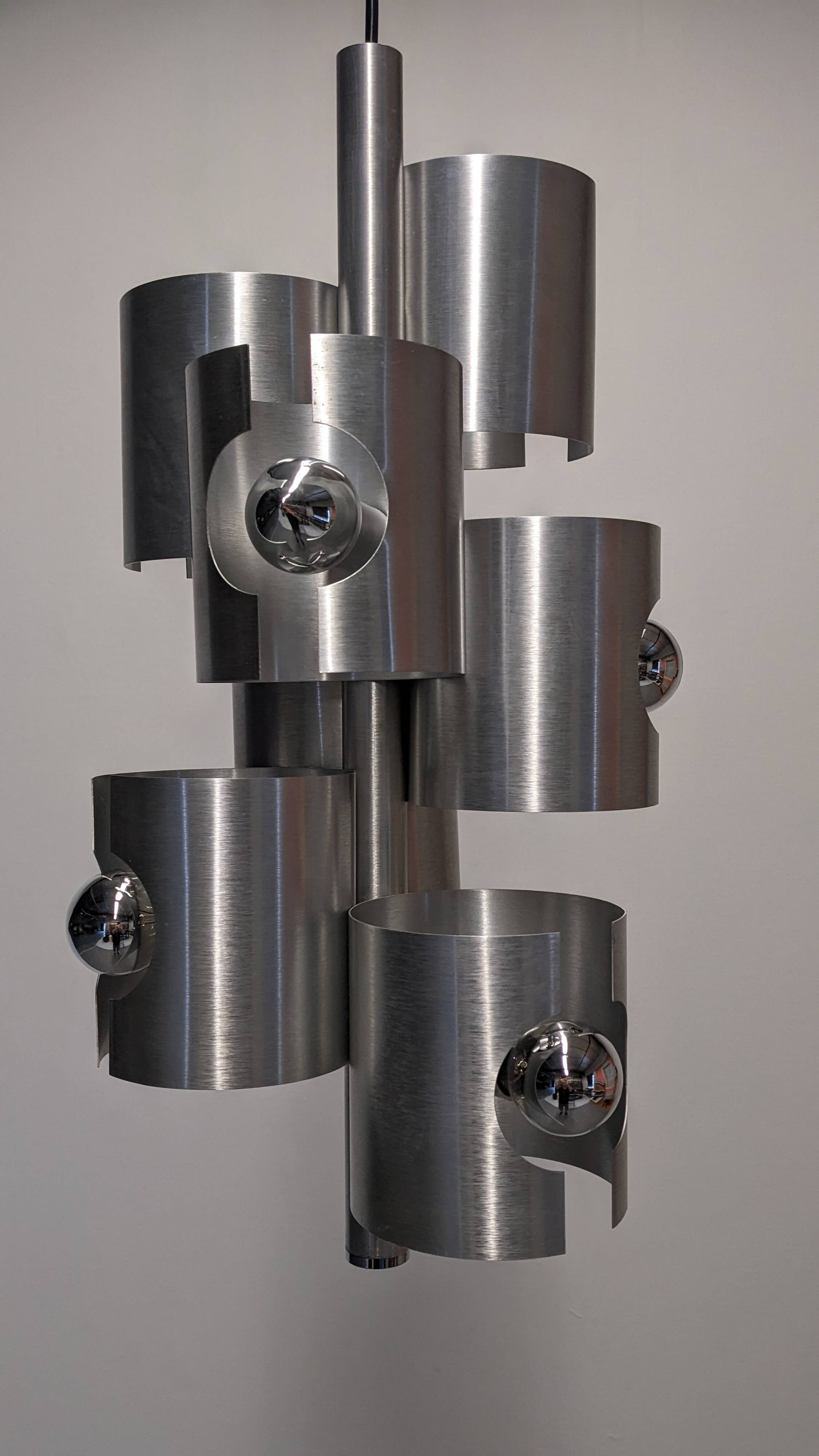 Space Age 7-light pipe chandelier, 1960s-70s