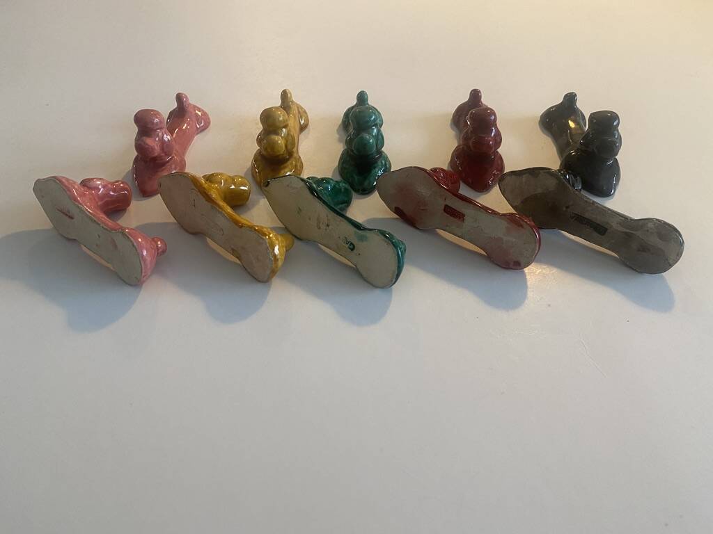 8 Knife holders "the poodles" Vallauris - Earthenware - 10x4cm