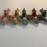 8 Knife holders "the poodles" Vallauris - Earthenware - 10x4cm