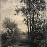 Madeleine Guiraud: Lake landscape, charcoal