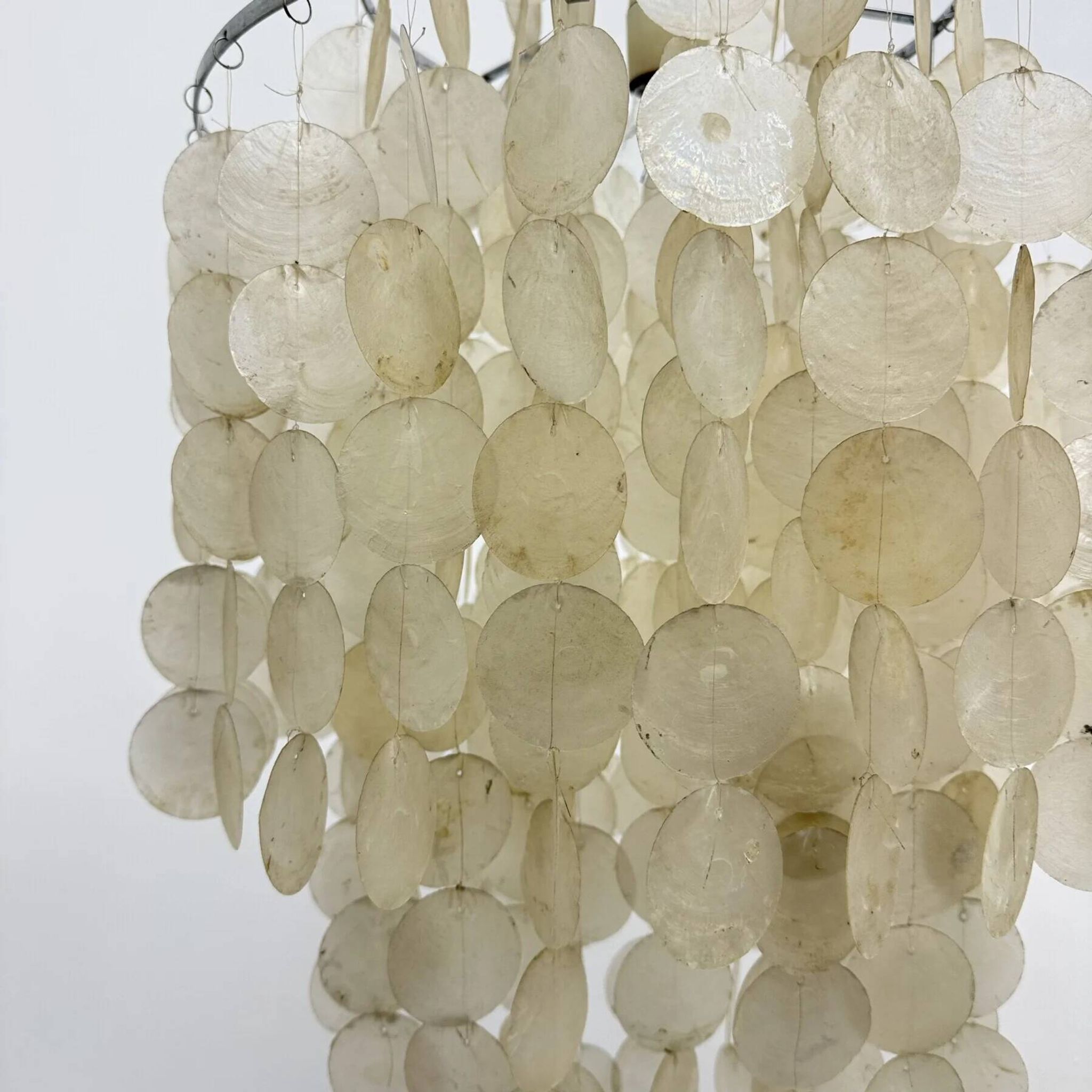 Mid-century mother of pearl Capiz shell Verner Panton style hanging lamp, 1970s