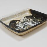 Two large abstract stoneware bowls/plates by Jeppe Hagedorn-Olsen, Denmark, 1970s.