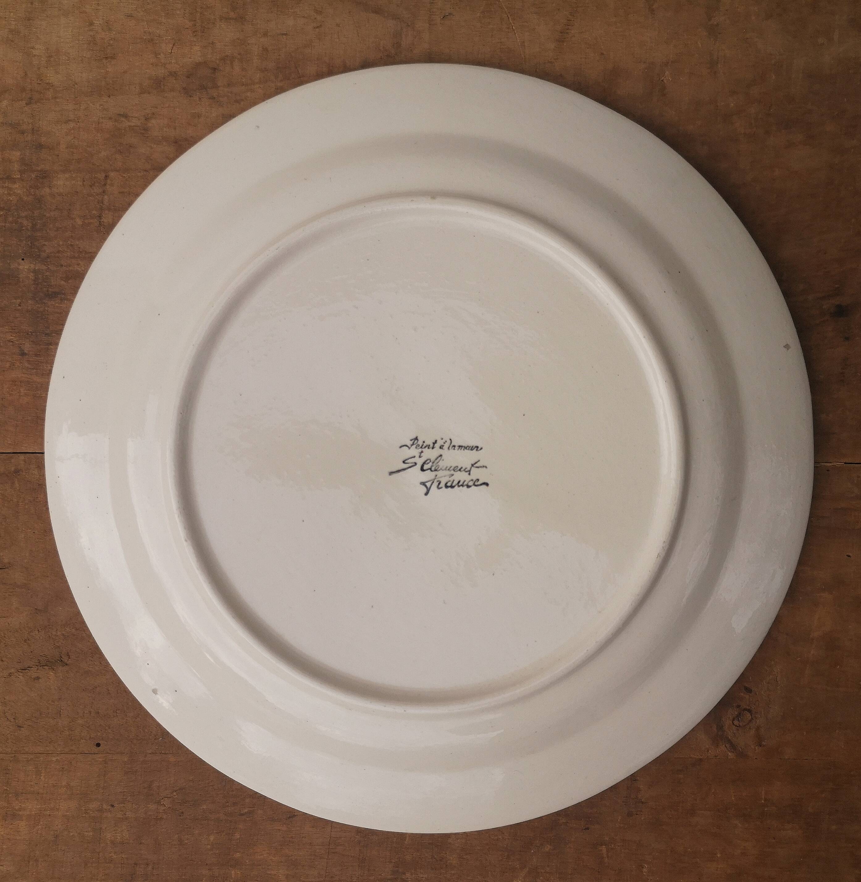 Old barbotine plate, St Clément factory