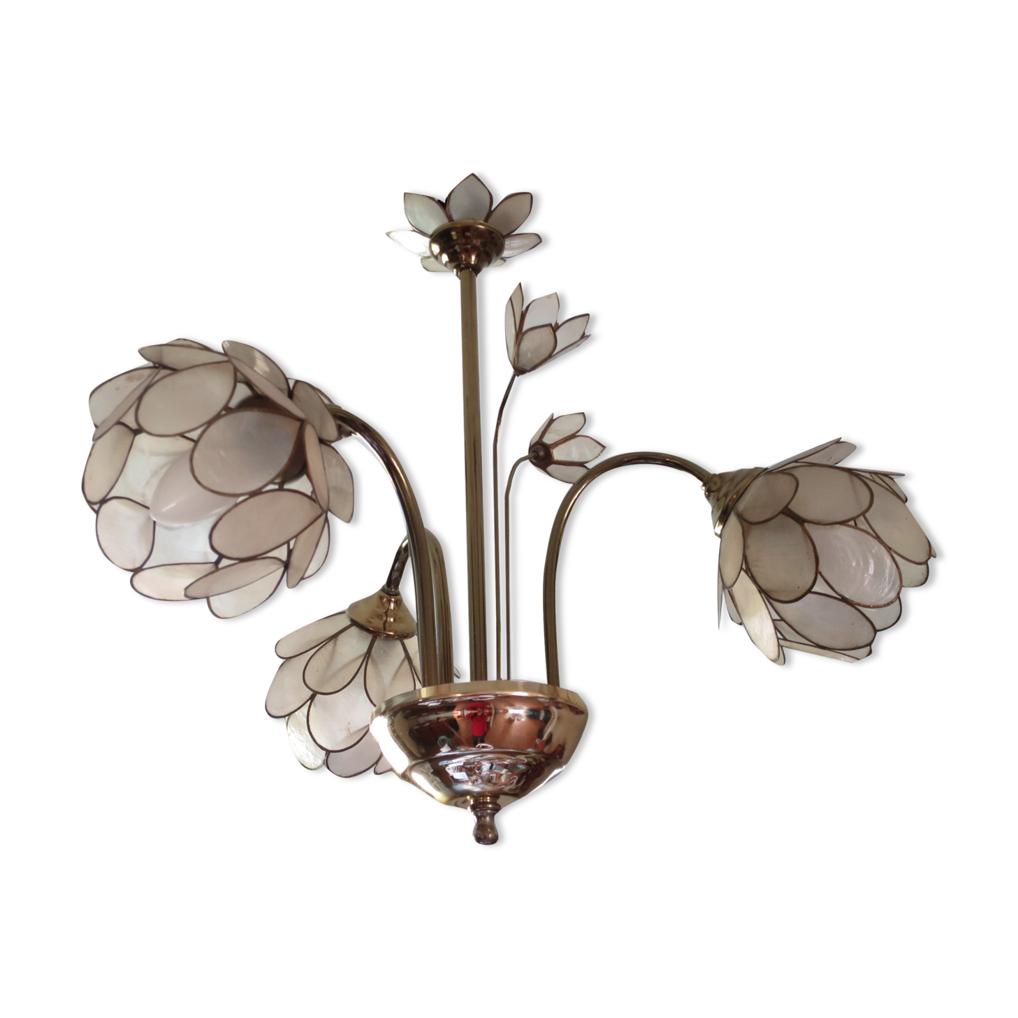 Chandelier brass mother-of-pearl capiz flowers