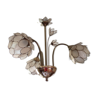 Lustre laiton nacre de capiz fleurs