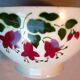 Bol art déco Portugal 4 branches de fuschia rouges et feuilles vertes