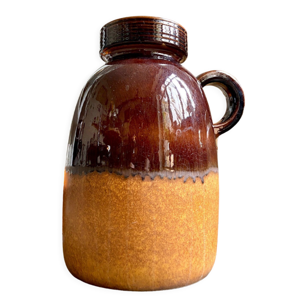 Vase W. Germany en céramique émaillée marron et ocre — Beyit