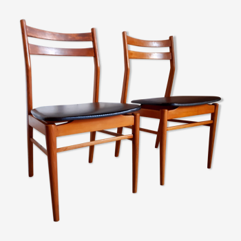 Pair of vintage Scandinavian chairs in teak 50s 60s