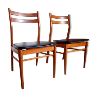 Paire de chaises scandinaves vintage en teck années 50 60