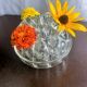 Vase pique-fleurs boule en verre épais à 19 trous France vintage