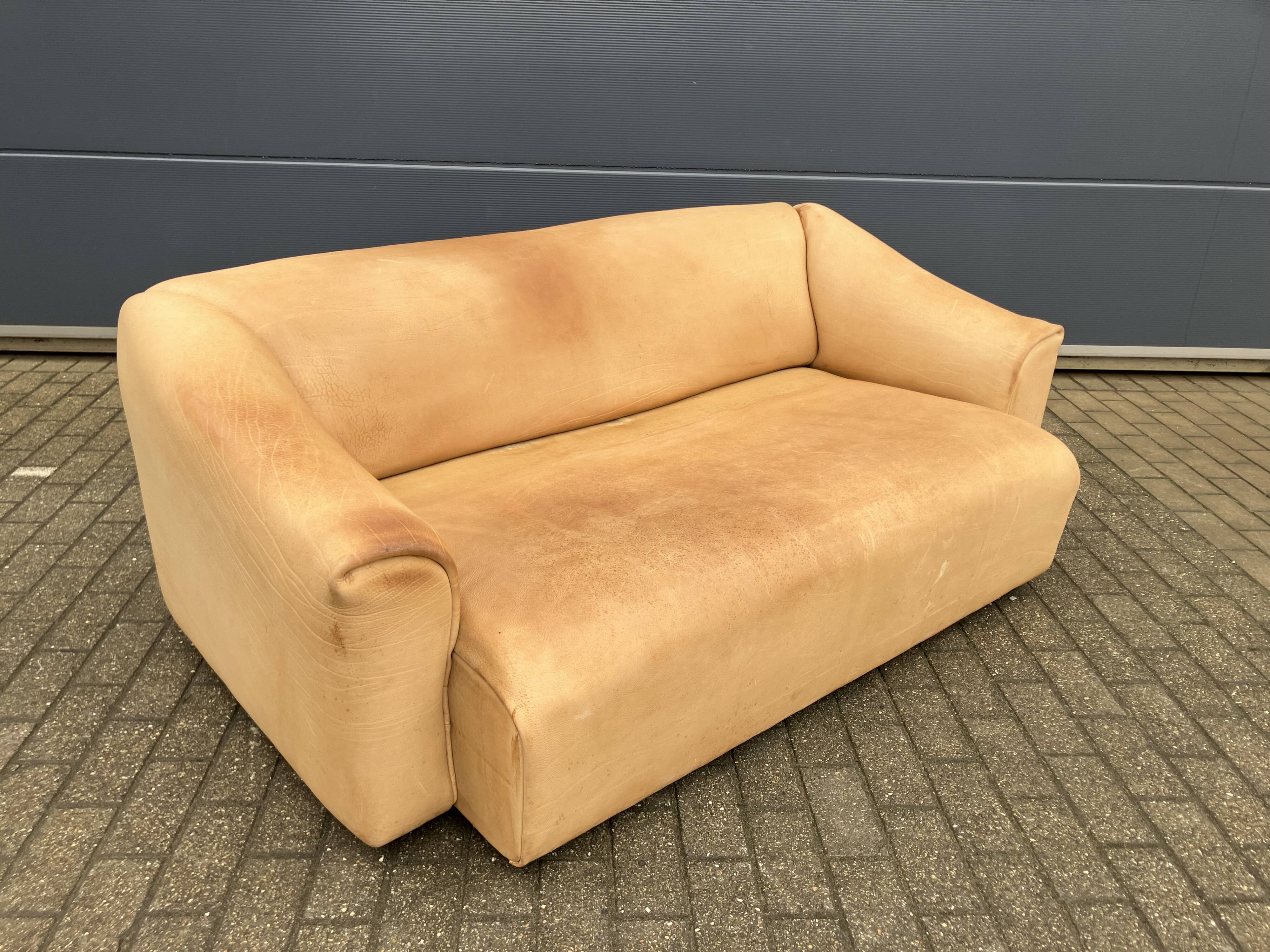 De Sede Ds-47 driezit, Cognac 5mm NECK Buffel leder topstaat