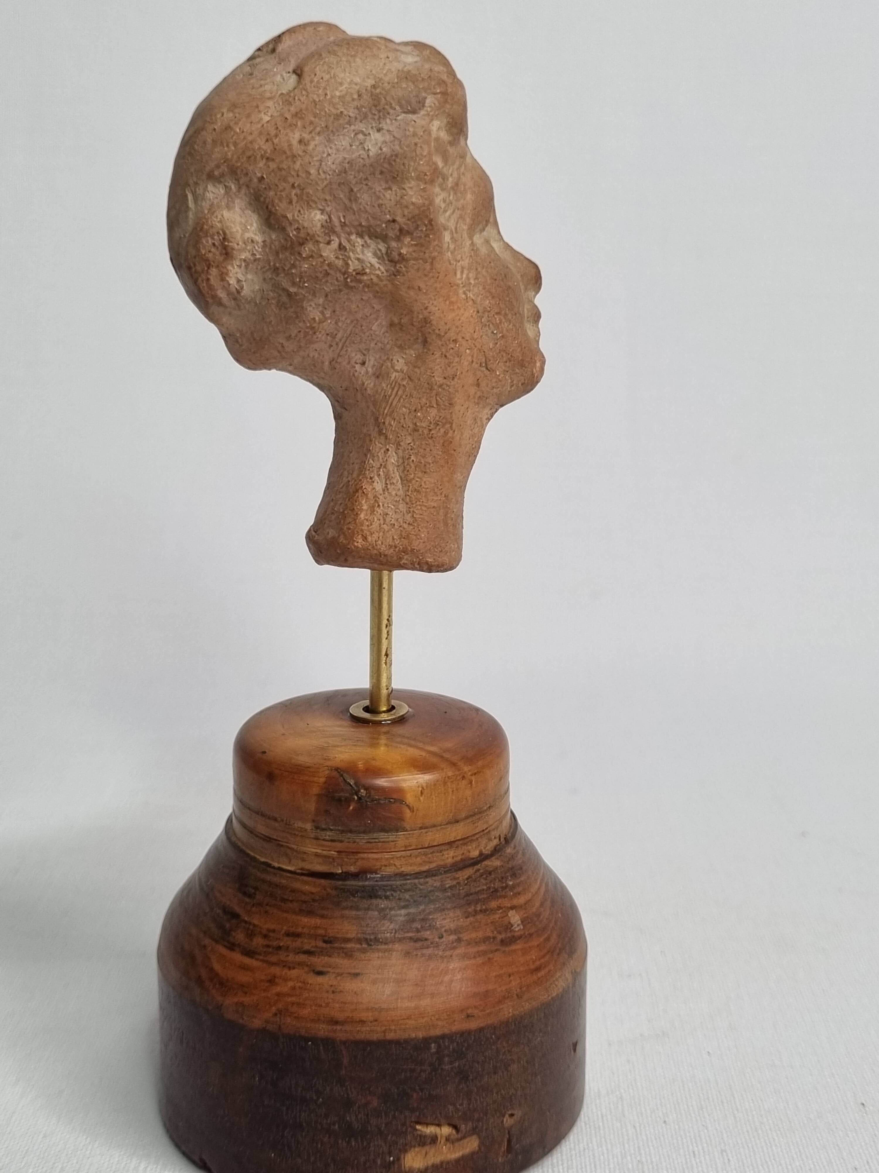 Tête De Tanagra Antique Originale - Sculpture Terre Cuite XIXème Siècle Ou Avant - Pièce De Collection
